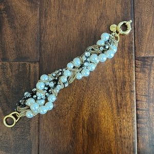 J. Crew gold mixed media pearl crystal rhinestone bracelet